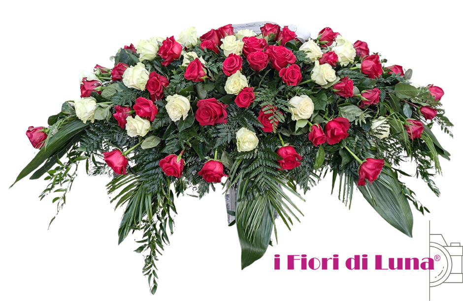Copricassa medio - extra - rose rosse o rosse e bianche - immagine 2